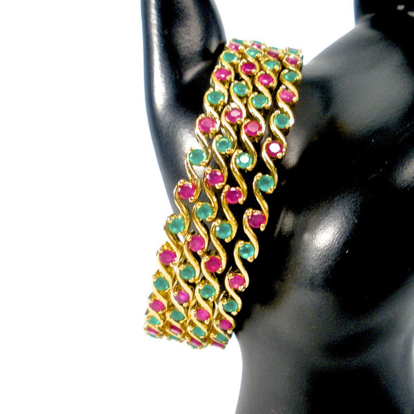 set of traditional ruby and emerald bangles