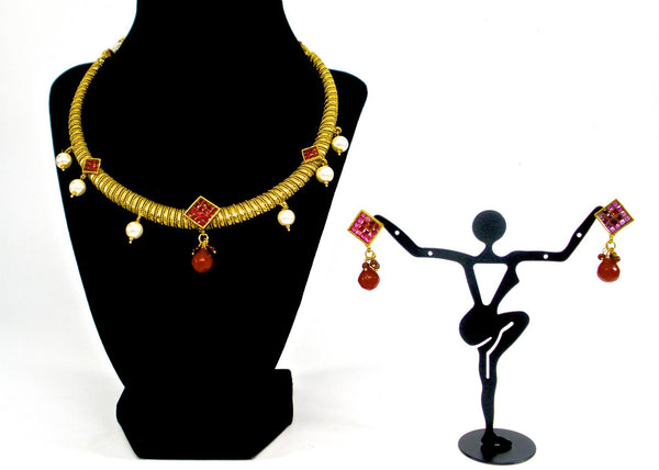 simple antique gold necklace set