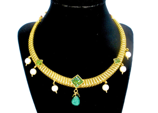simple antique gold necklace set