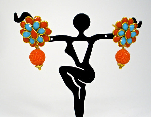 grand uniquely carved pachi pendant set with carved bead necklace