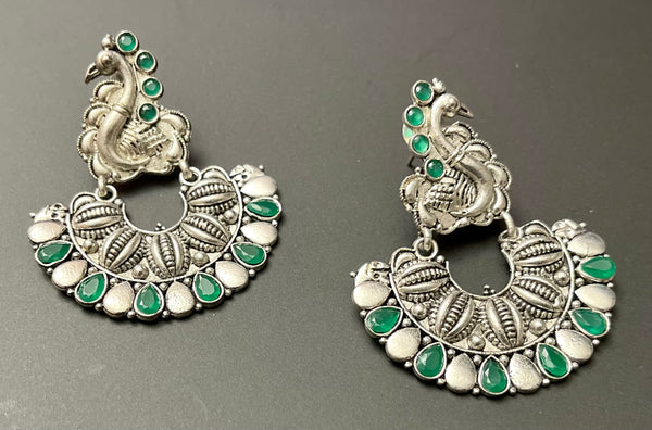 Oxidized peacock earrings