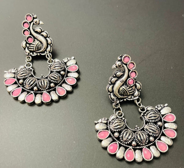 Oxidized peacock earrings