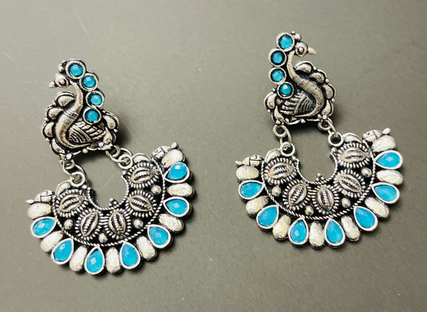 Oxidized peacock earrings